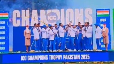 Team India's Champions Trophy Celebration Video: चैंपियंस ट्रॉफी जश्न में मोहम्मद शमी की सादगी! धार्मिक मान्यताओं के कारण शैंपेन सेलिब्रेशन से रहे दूर, स्टेज से उतरे, देखें वीडियो