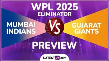 MI-W vs GG-W WPL 2025 Eliminator Preview: महिला प्रीमियर लीग एलिमिनेटर में गुजरात जायंट्स से भिड़ेगी मुंबई इंडियंस, मैच से पहले जानें हेड टू हेड रिकॉर्ड्स, मिनी बैटल और स्ट्रीमिंग समेत सारे डिटेल्स